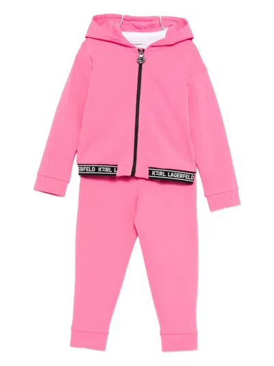 Karl Lagerfeld Kids' Logo-print Tracksuit In Pink
