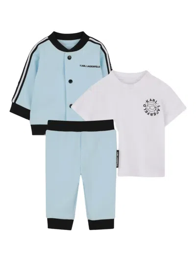 Karl Lagerfeld Babies' Logo-print Tracksuit Set In Blue