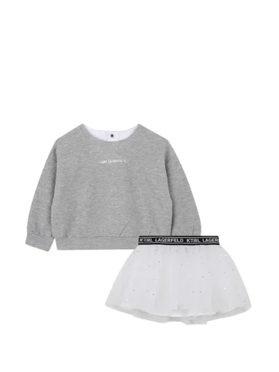 Karl Lagerfeld Kids' Logo-print Tutu Set In Gray