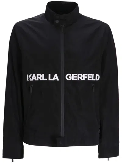 Karl Lagerfeld Logo-print Zip-up Jacket In Black
