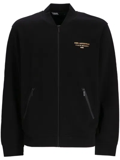 Karl Lagerfeld Logo-print Bomber Jacket In Black
