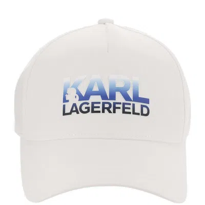 Karl Lagerfeld Cotton Blend Baseball Cap With Logo In White