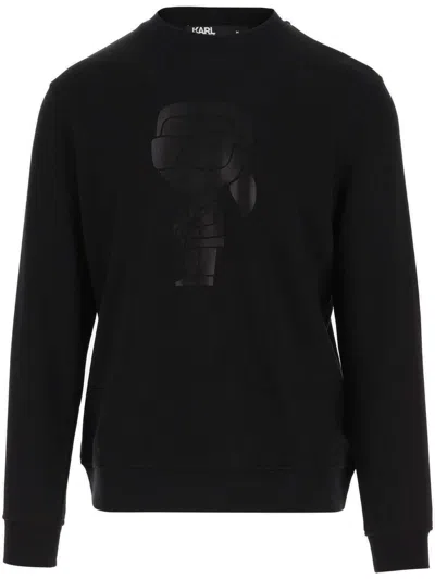 Karl Lagerfeld Ikonik Karl Logo压纹平纹针织卫衣 In Black