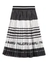 Karl Lagerfeld Logo-printed Pleated Skirt In Multi