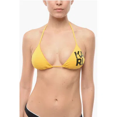 Karl Lagerfeld Logo Printed Triangle Bikini Top In Yellow