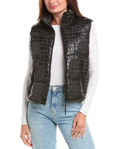 Karl Lagerfeld Logo Puffer Vest In Black