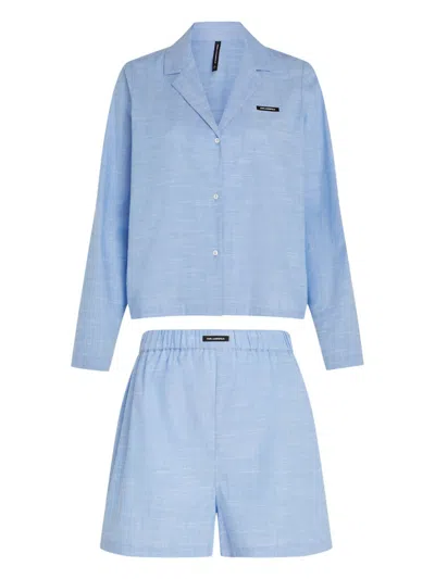 Karl Lagerfeld Logo Pyjama Set In 蓝色