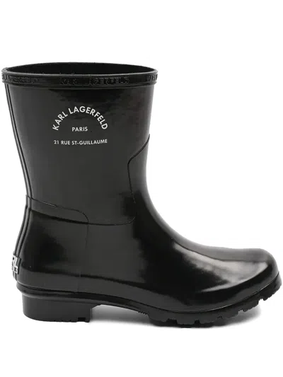 Karl Lagerfeld Logo Rain Boots In Black