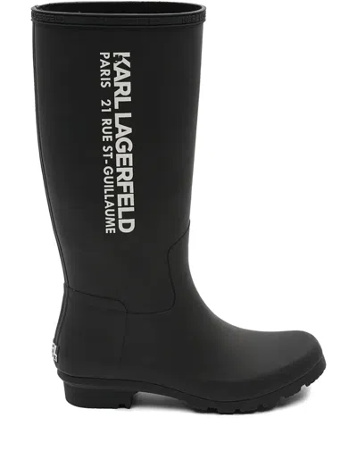 Karl Lagerfeld Logo Rain Boots In Black