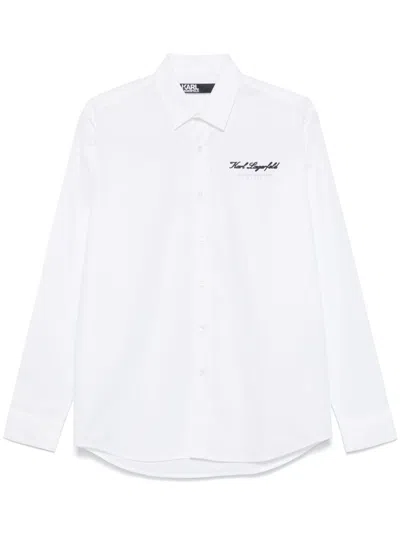 Karl Lagerfeld Logo-raised Shirt In White