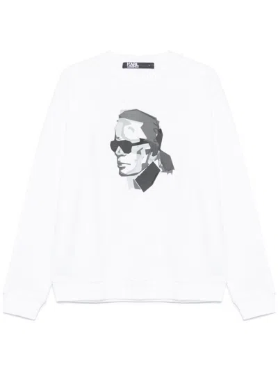 Karl Lagerfeld Logo-raised Sweatshirt In White