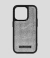 Karl Lagerfeld Logo Rhinestone Iphone 16 Pro Case In Silver