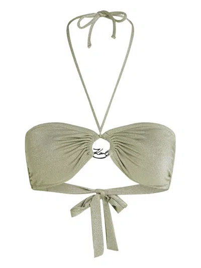 Karl Lagerfeld Bikinioberteil Mit Logo-ring In Grün
