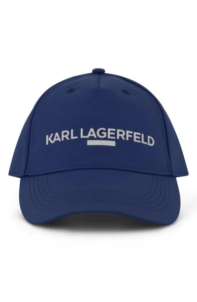 Karl Lagerfeld Logo Ripstop Baseball Cap In Blue