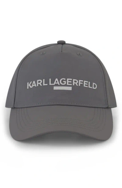 Karl Lagerfeld Logo Ripstop Baseball Cap In Gray