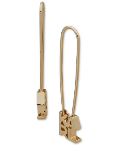 Karl Lagerfeld Logo Safety Pin Threader Earrings In Gold