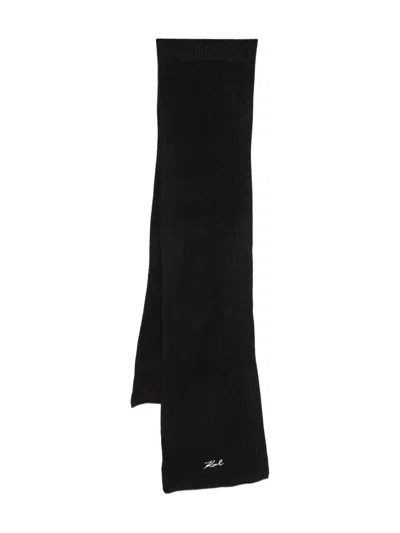 Karl Lagerfeld Logo Scarf In Black
