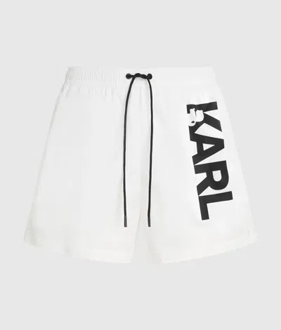 Karl Lagerfeld Logo Short Boardshorts In White