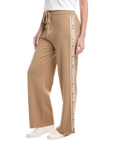 Karl Lagerfeld Logo Side Seam Knit Pant In Brown