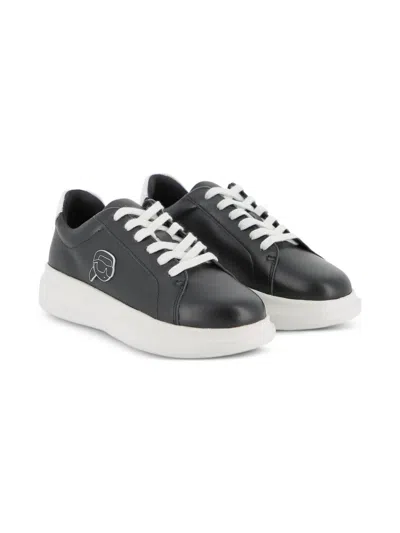 Karl Lagerfeld Kids' Logo Sneakers In Black