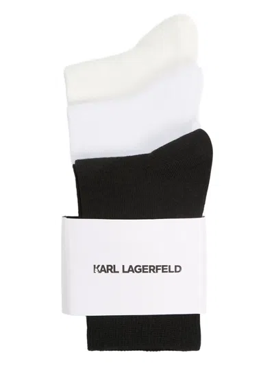 Karl Lagerfeld Logo Socks (pack Of Three) In Black