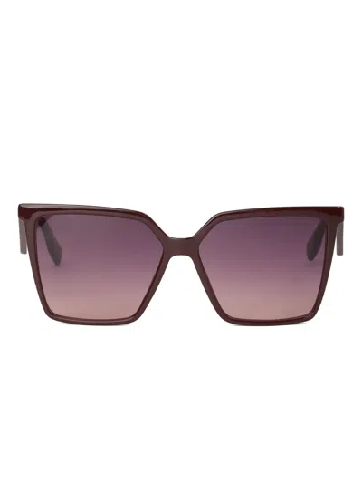 Karl Lagerfeld Logo Square-frame Sunglasses In Brown