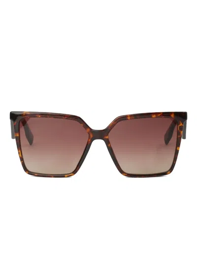 Karl Lagerfeld Logo Square-frame Sunglasses In Brown