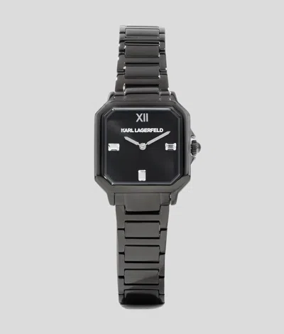 Karl Lagerfeld Logo Square Watch In Black
