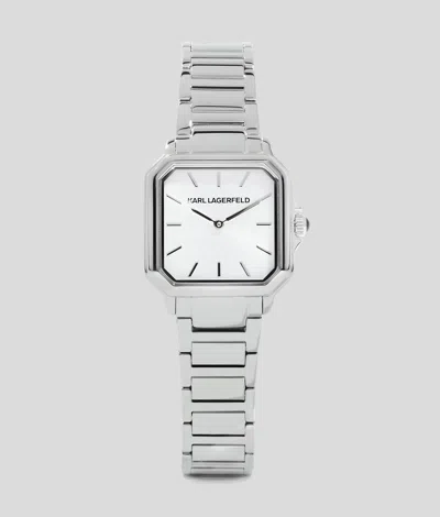 Karl Lagerfeld Logo Square Watch In Silver