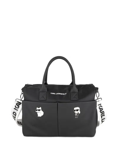 Karl Lagerfeld Logo-strap Appliqué Changing Bag In Black