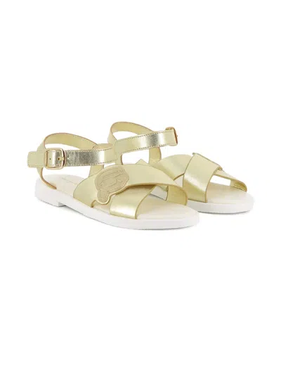 Karl Lagerfeld Kids' Logo Strap Sandals In Gold