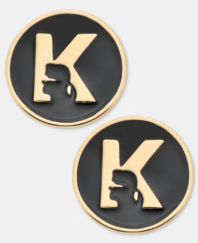 Karl Lagerfeld Logo Stud Earrings In Black