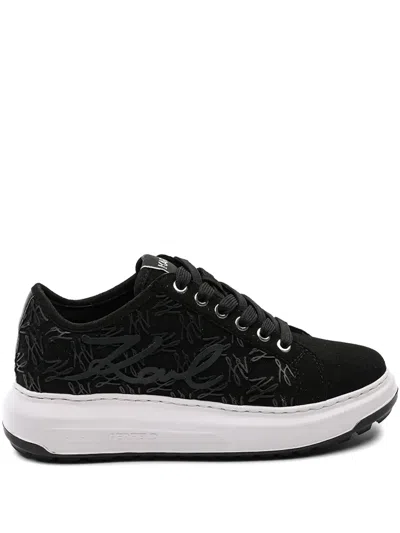Karl Lagerfeld Logo Suede Sneakers In Black