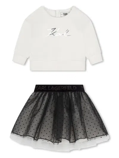Karl Lagerfeld Babies' Set Aus T-shirt Und Tutu Mit Logo In Weiss