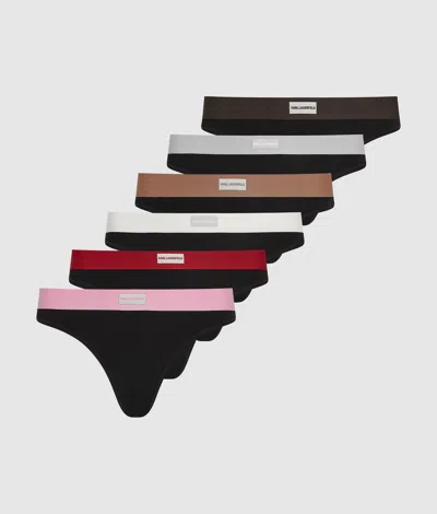 Karl Lagerfeld Logo Tab Thong – 7 Pack In Multi