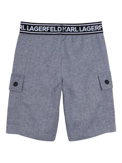 Karl Lagerfeld Kids' Logo-tape Cargo Shorts In Blue