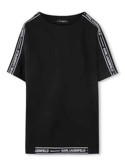 Karl Lagerfeld Kids' Logo-tape Dress In Black