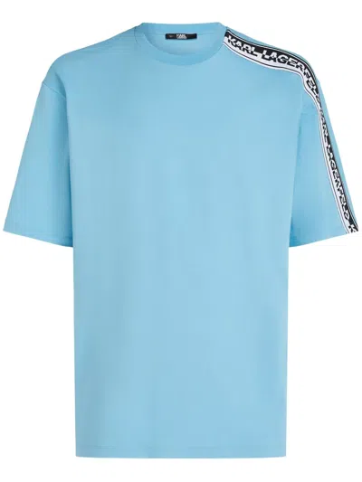 Karl Lagerfeld T-shirt Aus Bio-baumwolle In Blau