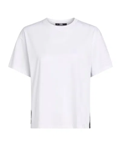 Karl Lagerfeld Logo-tape Organic-cotton T-shirt In White