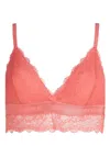 Karl Lagerfeld Logo-tape Padded Lace Bra In Pink
