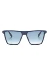 Karl Lagerfeld Logo-tape Rectangle-frame Sunglasses In Blue