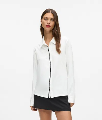 Karl Lagerfeld Logo Placket Shirt In White