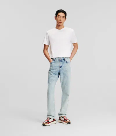 Karl Lagerfeld Logo Tape Straight Jeans In Blue
