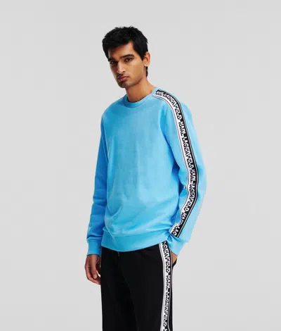 Karl Lagerfeld Logo Tape Sweatshirt In Blue