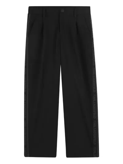 Karl Lagerfeld Kids' Logo-tape Trousers In Black