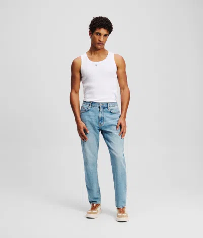 Karl Lagerfeld Logo Tapered Jeans In Blue
