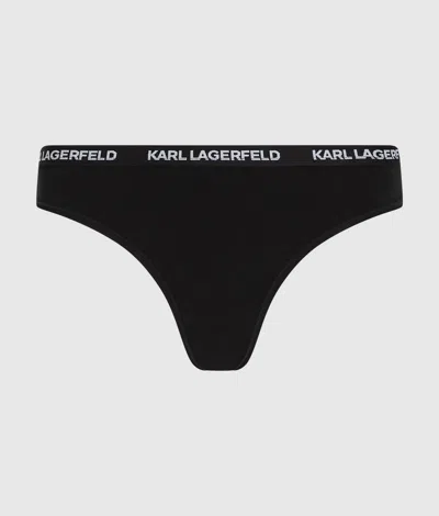 Karl Lagerfeld Logo Thong – 3 Pack In Black