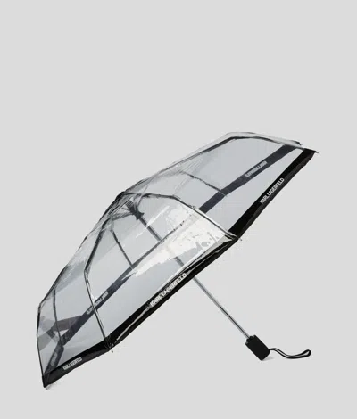 Karl Lagerfeld Logo Transparent Umbrella In White