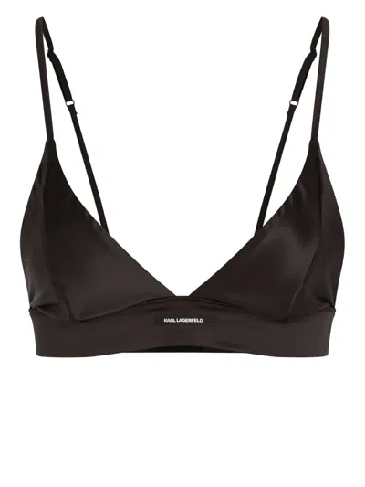 Karl Lagerfeld Logo Triangle Bra In Black