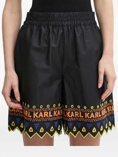 Karl Lagerfeld Logo-trim Shorts In Black
